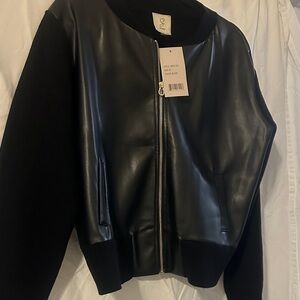 Sleek Black faux Bomber Jacket